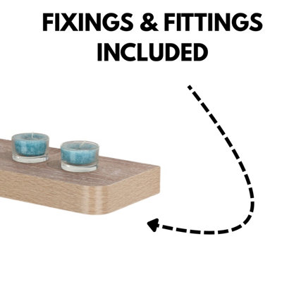 80cm Trent Narrow Floating Shelf Kit - Oak-Effect Wall Display