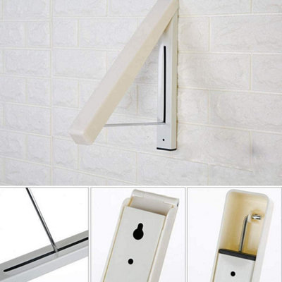 80cm Wall-Mounted Folding Clothes Rail Aluminium Space-Saving Hanging ...