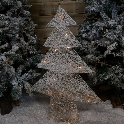 80cm Warm White Battery Operated LED White and Gold Tree Silhouette Christmas Decoration Price Comparisons | Compare The Build