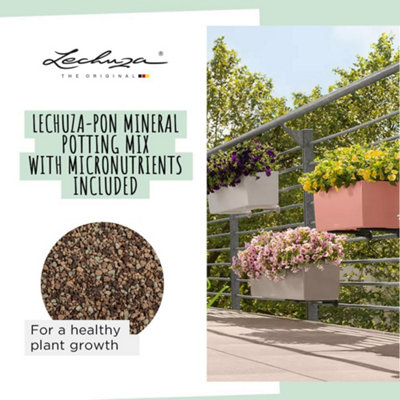 80cm Window Box, Nutmeg Brown Plastic Self-watering Planter with Water Level Indicator, LECHUZA BALCONERA Color, H19 L80 W19 cm
