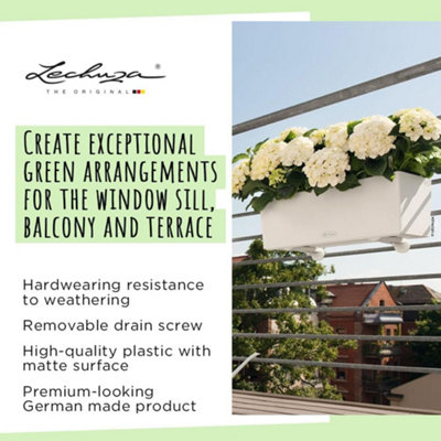80cm Window Box, Nutmeg Brown Plastic Self-watering Planter with Water Level Indicator, LECHUZA BALCONERA Color, H19 L80 W19 cm