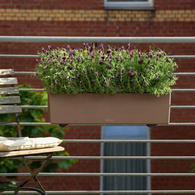 80cm Window Box, Nutmeg Brown Plastic Self-watering Planter with Water Level Indicator, LECHUZA BALCONERA Color, H19 L80 W19 cm