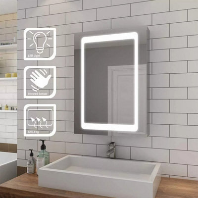 80cm x 60cm Bathroom Medicine Cabinet with Mirror Wall Mounted  (Single Door/Left Hinge)