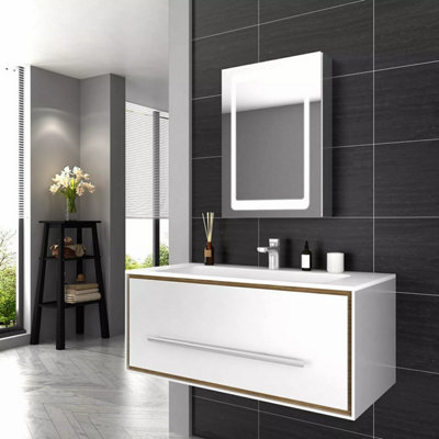 80cm x 60cm Bathroom Medicine Cabinet with Mirror Wall Mounted  (Single Door/Left Hinge)