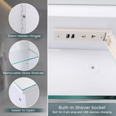 80cm x 60cm Bathroom Medicine Cabinet with Mirror Wall Mounted  (Single Door/Left Hinge)