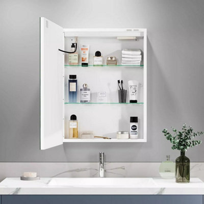 80cm x 60cm Bathroom Medicine Cabinet with Mirror Wall Mounted  (Single Door/Left Hinge)