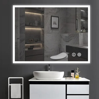 80CM x 60CM LED Bathroom Mirror,Anti-Fog,Dimmable,Wall Mounted