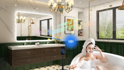 80cm x 60cm LED Lighted Bathroom Mirror, Frameless Backlit Wall Mounted, Anti-Fog, Bluetooth