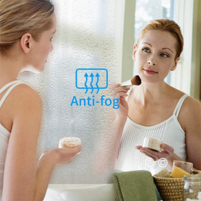 80cm x 60cm LED Lighted Bathroom Mirror, Frameless Backlit Wall Mounted, Anti-Fog, Bluetooth