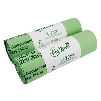 80L Bioliner Compostable Swing Bin/Dustbin Liners - 2 Rolls