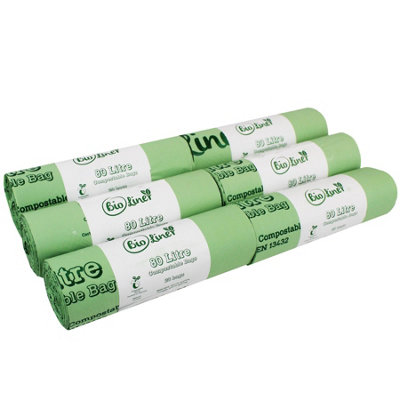 80L Bioliner Compostable Swing Bin/Dustbin Liners - 6 Rolls