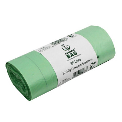 80L Compost Bag Compostable Swing Bin/Dustbin Liners - 1 Roll