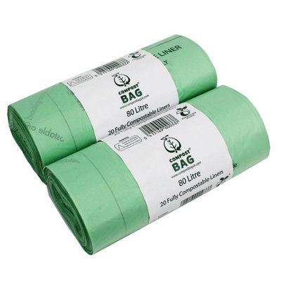 80L Compost Bag Compostable Swing Bin/Dustbin Liners - 2 Rolls