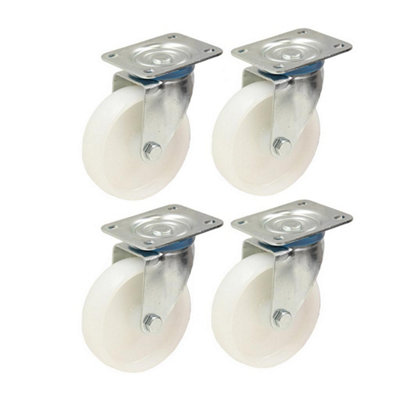 80mm 3" inch nylon castors - heavy duty swivel castor set 120kg each - set of 4