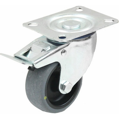 80mm swivel/brake castor with grey electrically conductive thermoplastic rubber