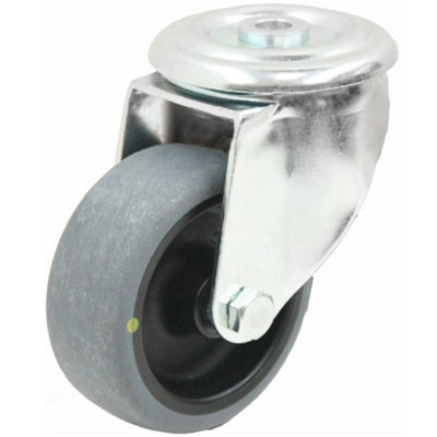 80mm swivel castor with grey electrically conductive thermoplastic rubber on pol