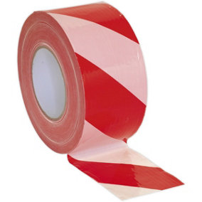 80mm x 100m Red & White Stripe Non-Adhesive Barrier Tape - Hazard Warning Safety