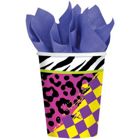 80s Party Cup (Pack of 8) Multicoloured (One Size)