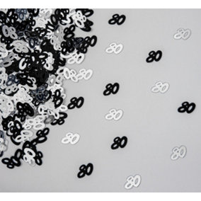 80th Birthday Confetti Black & Silver 1 pack x 14 grams birthday decoration Foil Metallic 1 pack