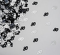 80th Birthday Confetti Black & Silver 4 pack x 14 grams birthday decoration Foil Metallic 4 pack
