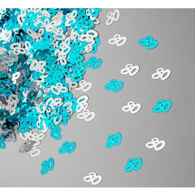 80th Birthday Confetti Blue & Silver 1 pack x 14 grams birthday decoration Foil Metallic 1 pack