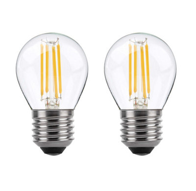 80w Equivalent LED Filament Light Bulb G45 Golf Ball E27 Screw 5.9w LED - Warm White, Pack of 2