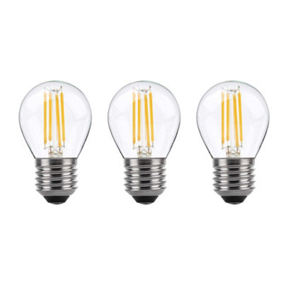80w Equivalent LED Filament Light Bulb G45 Golf Ball E27 Screw 5.9w LED - Warm White, Pack of 3