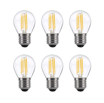 80w Equivalent LED Filament Light Bulb G45 Golf Ball E27 Screw 5.9w LED - Warm White, Pack of 6