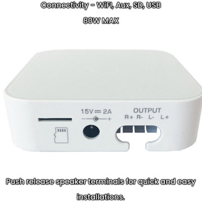 80W Mini WiFi Stereo Amplifier & 4x 60W 3" White Outdoor Wall Speaker System