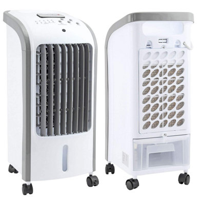 80W Portable Evaporative Air Cooler with Remote Control - 4 Litre Water Tank- 3 Fan Speeds - 7.5 Hour Timer - 2 Ice Boxes