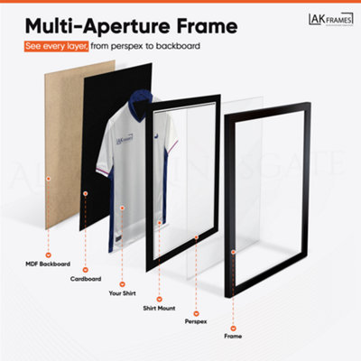 80x60CM Matte Black Football Shirt Frame - 3D Deep Box with Black Mount ...