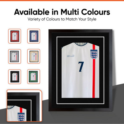 80x60CM Matte Black Football Shirt Frame - 3D Deep Box with Black Mount ...