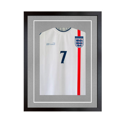 80x60CM Matte Black Football Shirt Frame - 3D Deep Box with Silver ...