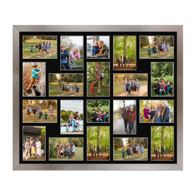 80X70CM Aluminum Modern Multi Photo Frame with Black Mount - Holds 20 ...