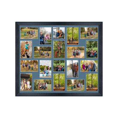 80X70CM Black Classic Multi Photo Frame with Pompadour Mount - Holds 20 ...