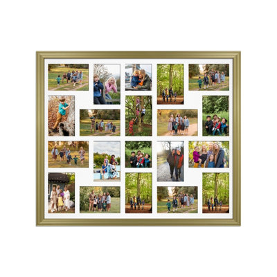 80X70CM Gold Classic Multi Photo Frame with White Mount - Holds 20 ...