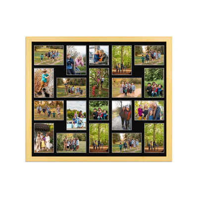 80X70CM Light Oak Classic Multi Photo Frame with Black Mount - Holds 20 ...