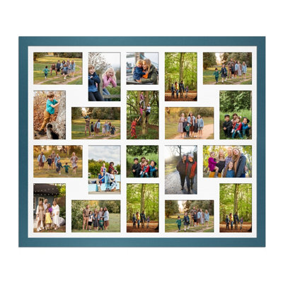 80X70CM Navy Blue Modern Multi Photo Frame with White Mount - Holds 20 ...