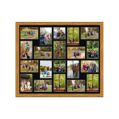 80X70CM Oak Classic Multi Photo Frame with Black Mount - Holds 20 ...