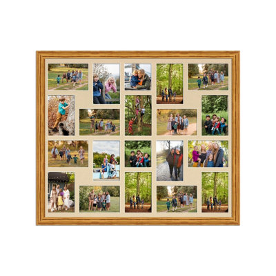 80X70CM Oak Classic Multi Photo Frame with Ivory Mount - Holds 20 ...
