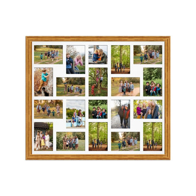 80X70CM Oak Classic Multi Photo Frame with White Mount - Holds 20 ...