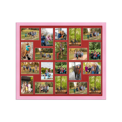 80X70CM Pastel Pink Classic Multi Photo Frame with Crimson Mount ...