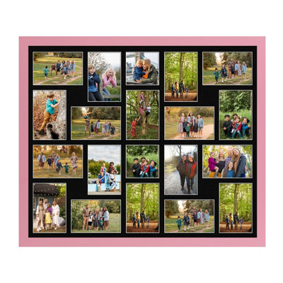 80X70CM Pastel Pink Modern Multi Photo Frame with Black Mount - Holds ...