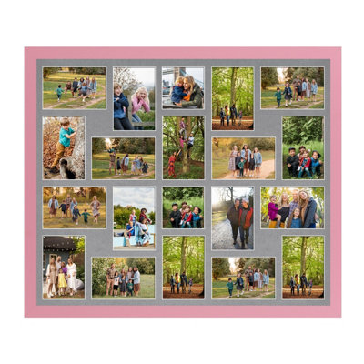 80X70CM Pastel Pink Modern Multi Photo Frame with Mid Grey Mount ...