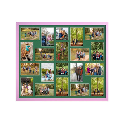 80X70CM Pastel Pink Sleek Multi Photo Frame with Emerald Mount - Holds ...