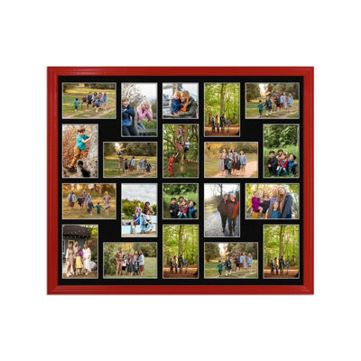 80X70CM Red Classic Multi Photo Frame with Black Mount - Holds 20 ...