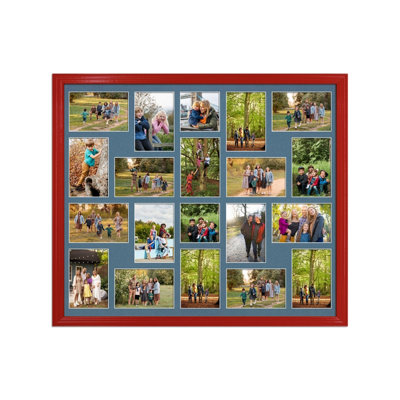 80X70CM Red Classic Multi Photo Frame with Pompadour Mount - Holds 20 ...