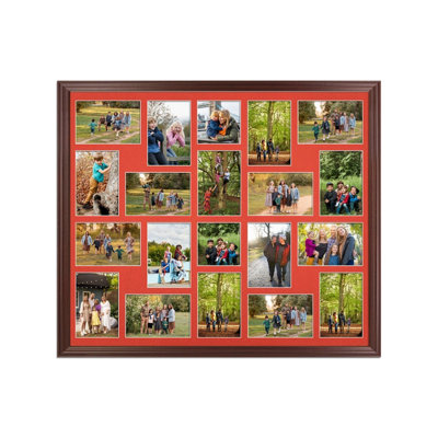 80X70CM Rose Wood Classic Multi Photo Frame with Poppy Red Mount ...