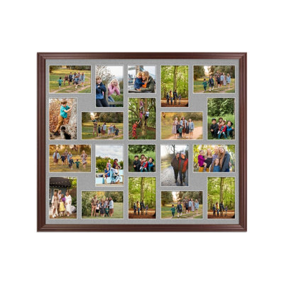 80X70CM ROSE WOOD CLASSIC MULTI PHOTO FRAME WITH SILVER MOUNT