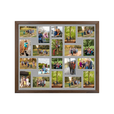 80X70CM Walnut Classic Multi Photo Frame with Silver Mount - Holds 20 ...